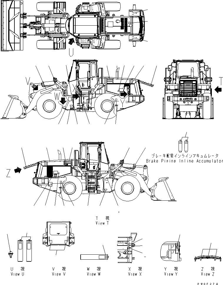 Схема запчастей Komatsu WA400-5 - МАРКИРОВКА (АНГЛ.) (ДЛЯ СЕВ. АМЕРИКИ¤ АВСТРАЛИЯ И АВТОМАТИЧ. СМАЗ.) МАРКИРОВКА