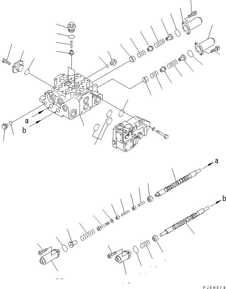 Схема запчастей Komatsu WA400-3A - КОНТРОЛЬНЫЙ КЛАПАН (2-Х СЕЦИОНН.) (/) ОСНОВН. КОМПОНЕНТЫ И РЕМКОМПЛЕКТЫ