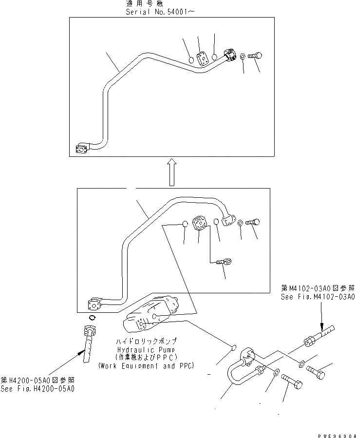 Схема запчастей Komatsu WA400-3-H - ГИДР. НАСОС. (ПОДАЮЩ. ТРУБКА) ГИДРАВЛИКА