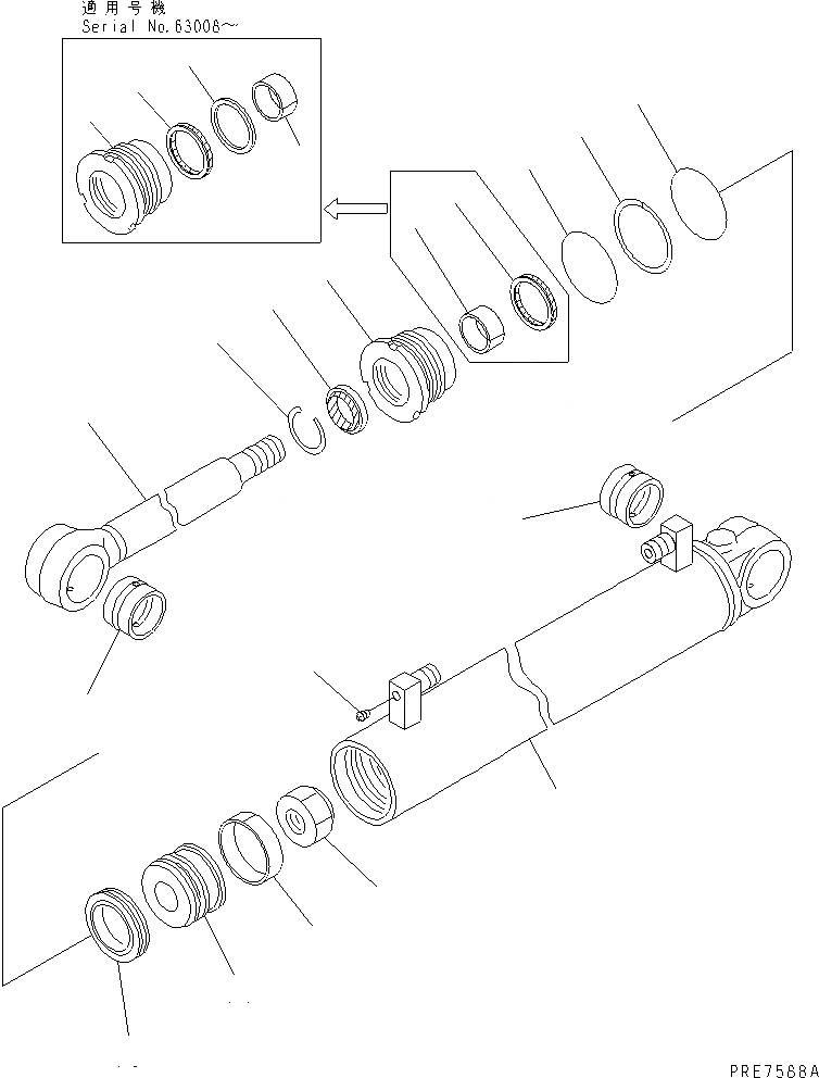 Схема запчастей Komatsu WA400-3-H - ЦИЛИНДР РУЛЕВ. УПР-Я(№-) ОСНОВН. КОМПОНЕНТЫ И РЕМКОМПЛЕКТЫ