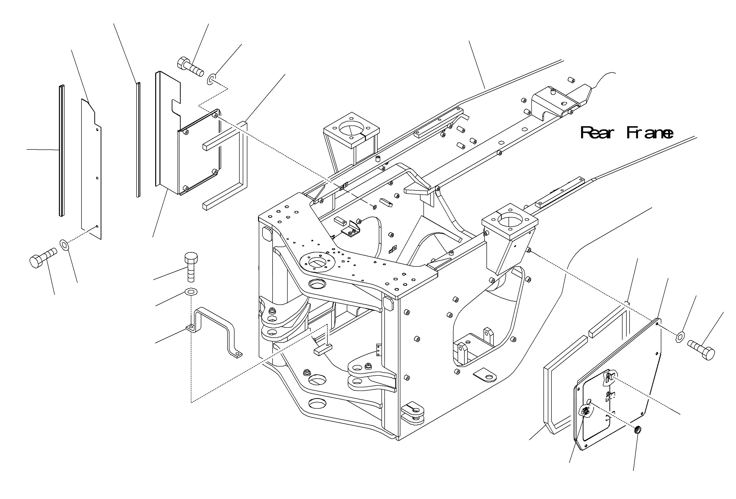 Схема запчастей Komatsu WA400-5 - ЗАДН. РАМА РАМА