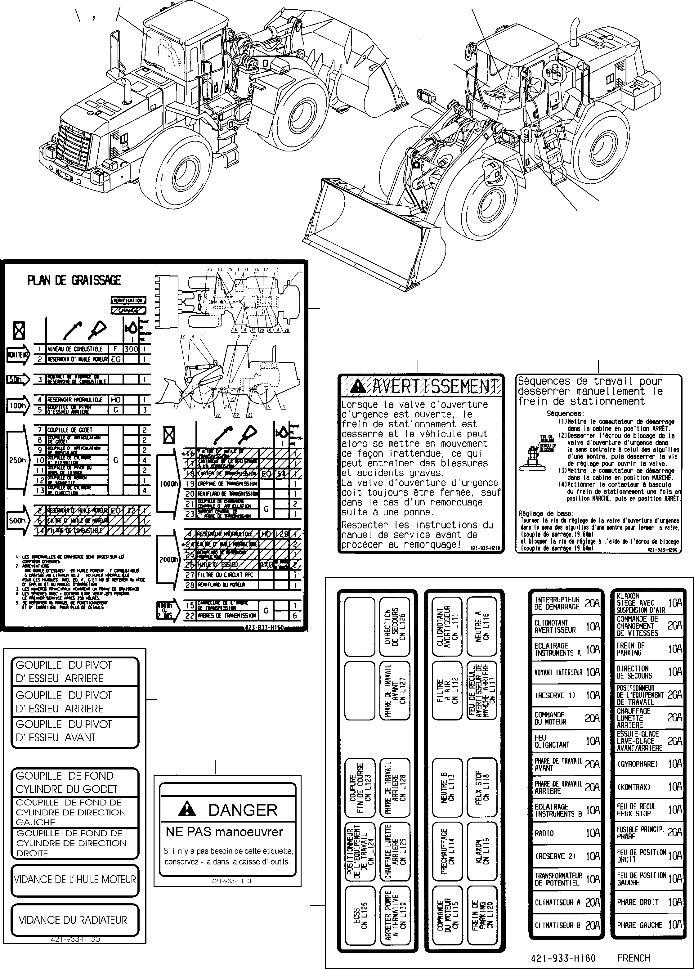 Схема запчастей Komatsu WA400-5 - ТАБЛИЧКИS, ФРАНЦИЯ ИНСТРУМЕНТ, АКСЕССУАРЫ, БУКВЕНН.