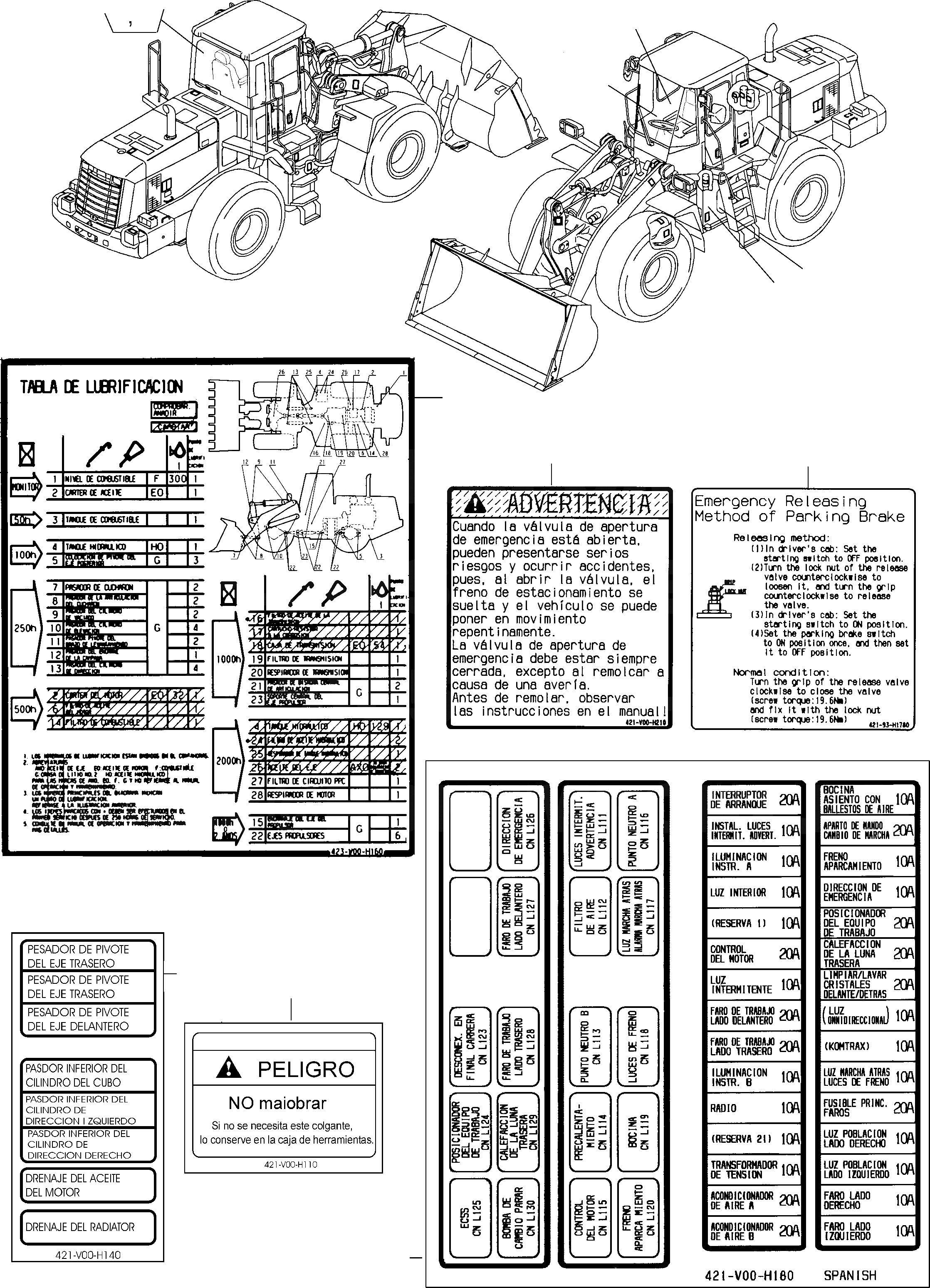 Схема запчастей Komatsu WA400-5 - ТАБЛИЧКИS, ИСПАНИЯ ИНСТРУМЕНТ, АКСЕССУАРЫ, БУКВЕНН.