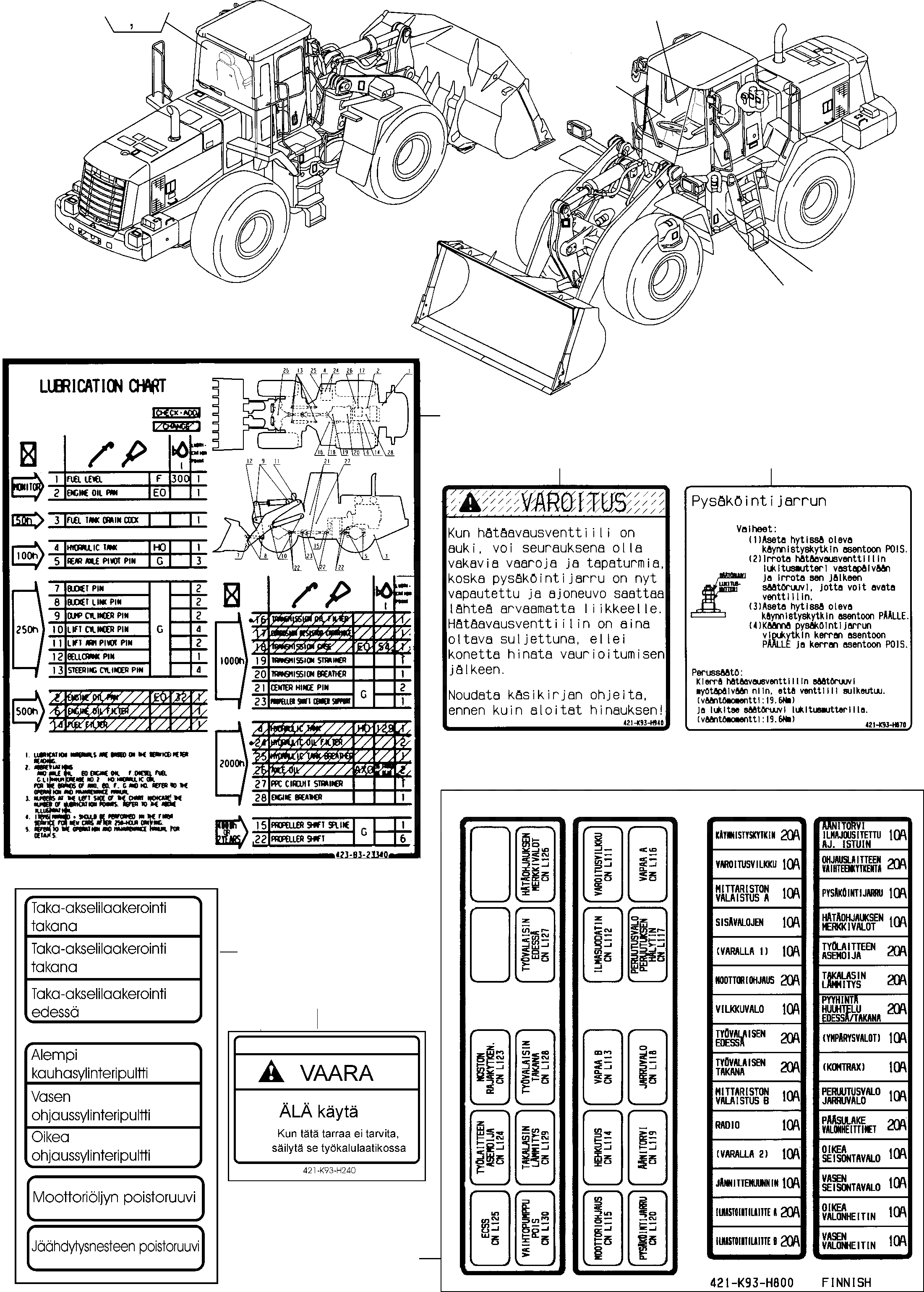 Схема запчастей Komatsu WA400-5 - ТАБЛИЧКИS, FINNISH ИНСТРУМЕНТ, АКСЕССУАРЫ, БУКВЕНН.