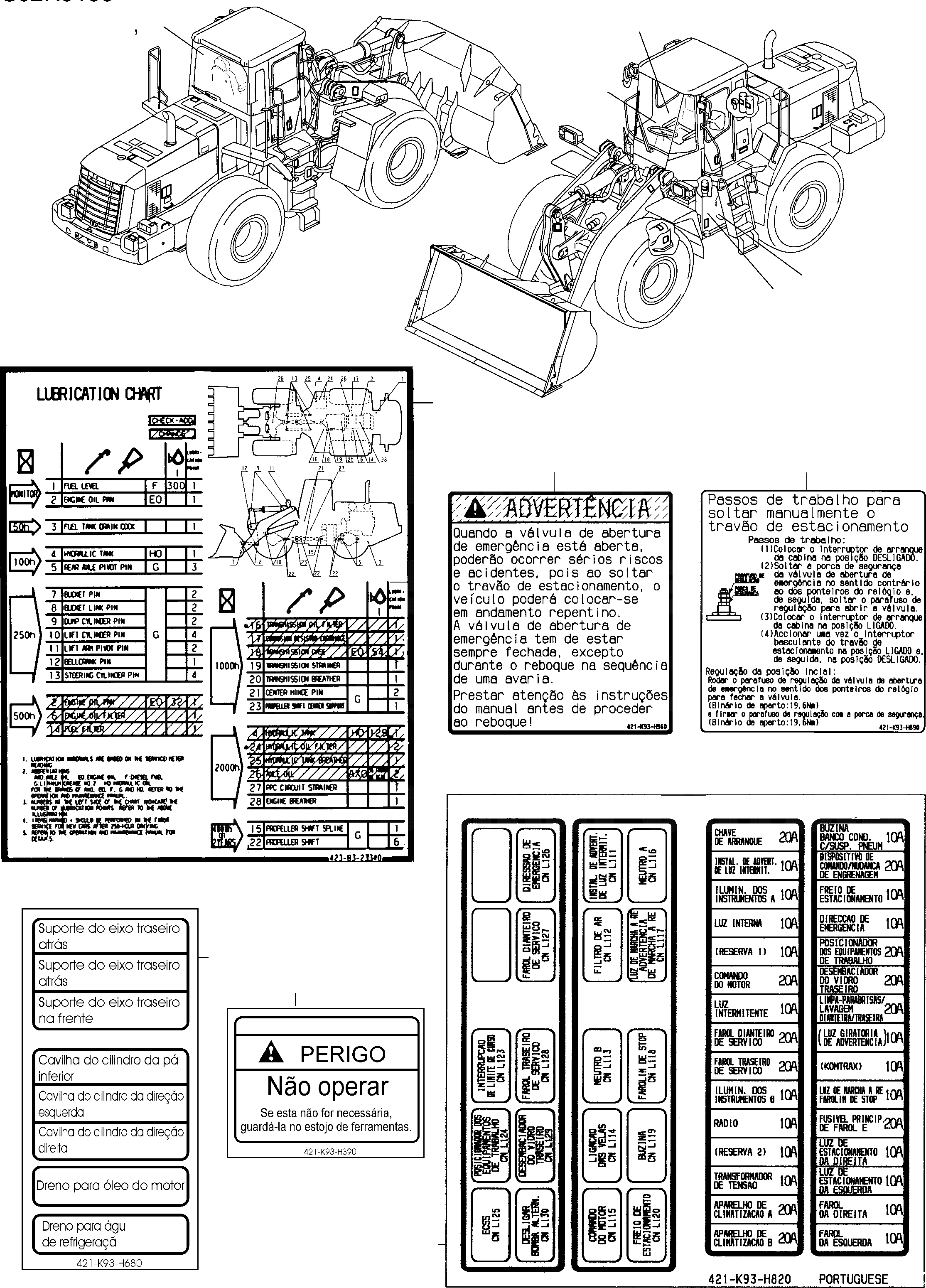 Схема запчастей Komatsu WA400-5 - ТАБЛИЧКИS, ПОРТУГАЛ. ИНСТРУМЕНТ, АКСЕССУАРЫ, БУКВЕНН.