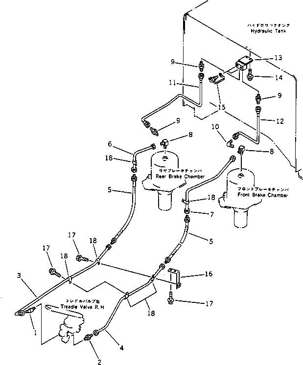 Схема запчастей Komatsu WA420-1 - ВОЗДУХОВОД (КЛАПАН ПЕДАЛИ - КАМЕРА) (TBG/ABE СПЕЦ-Я.)(№-) СПЕЦ. APPLICATION ЧАСТИ
