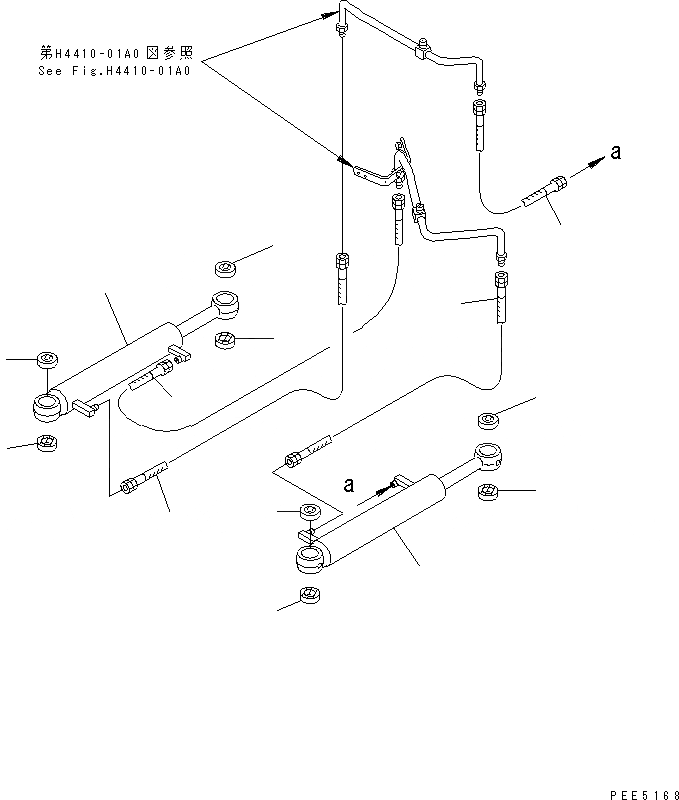 Схема запчастей Komatsu WA420-3CS - ЦИЛИНДР РУЛЕВ. УПР-Я (ЛИНИЯ ЦИЛИНДРА РУЛЕВ. УПР-Я) ОСНОВНАЯ РАМА И ЕЕ ЧАСТИ