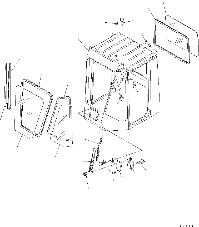 Схема запчастей Komatsu WA420-3CS - КАБИНА (ОКНА И ПЕРЕДН. ДВОРНИКИ) КАБИНА ОПЕРАТОРА И СИСТЕМА УПРАВЛЕНИЯ