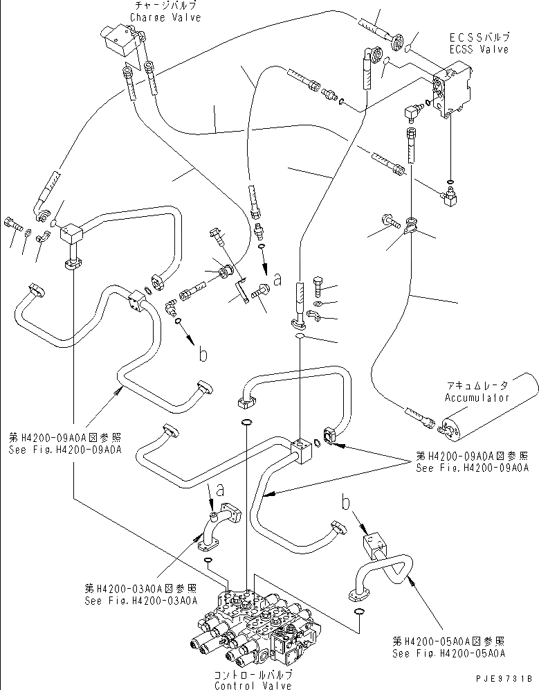 Схема запчастей Komatsu WA420-3 - ГИДРОЛИНИЯ (ЛИНИЯ ECSS) (С ECSS)(№-) ГИДРАВЛИКА