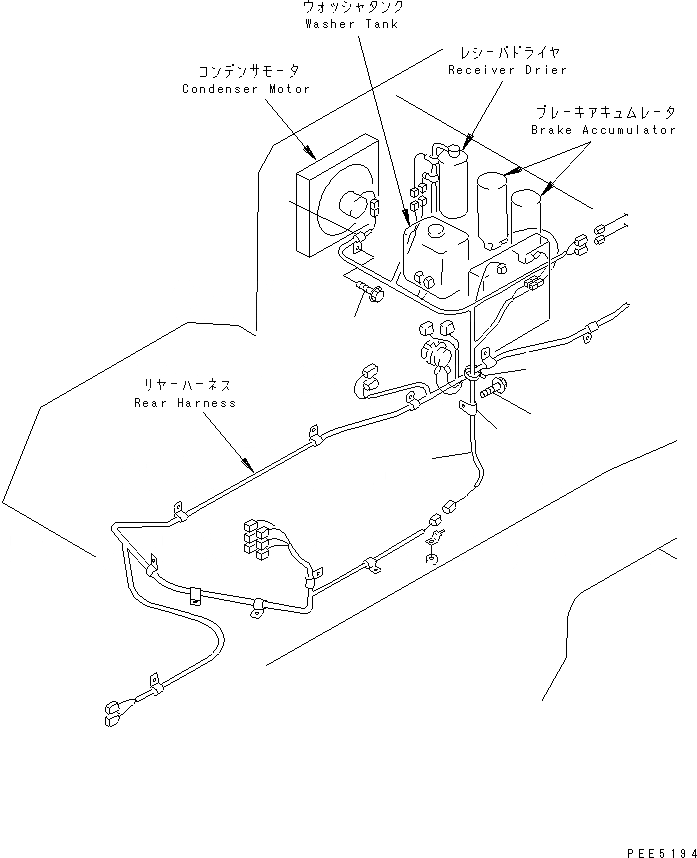 Схема запчастей Komatsu WA420-3 - ОТСЕК ДВИГАТЕЛЯ(ЭЛЕКТРОПРОВОДКА) ЧАСТИ КОРПУСА