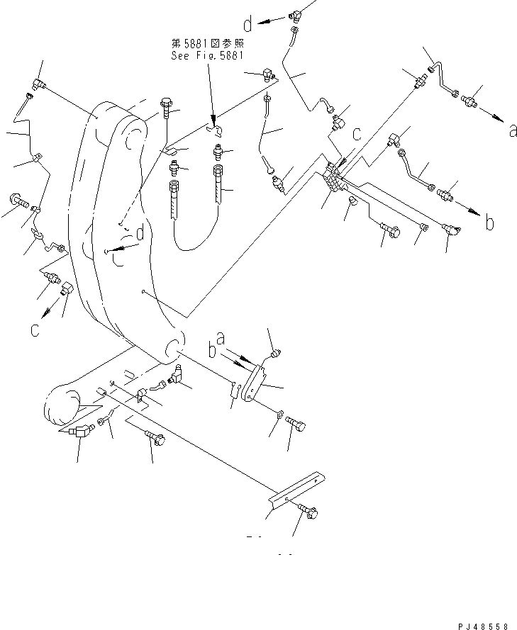 Схема запчастей Komatsu WA420-3 - АВТОМАТИЧ. СМАЗ. СИСТЕМА (КОЛЕНЧАТЫЙ РЫЧАГ ЛИНИЯ)(№-) РАМА И ЧАСТИ КОРПУСА