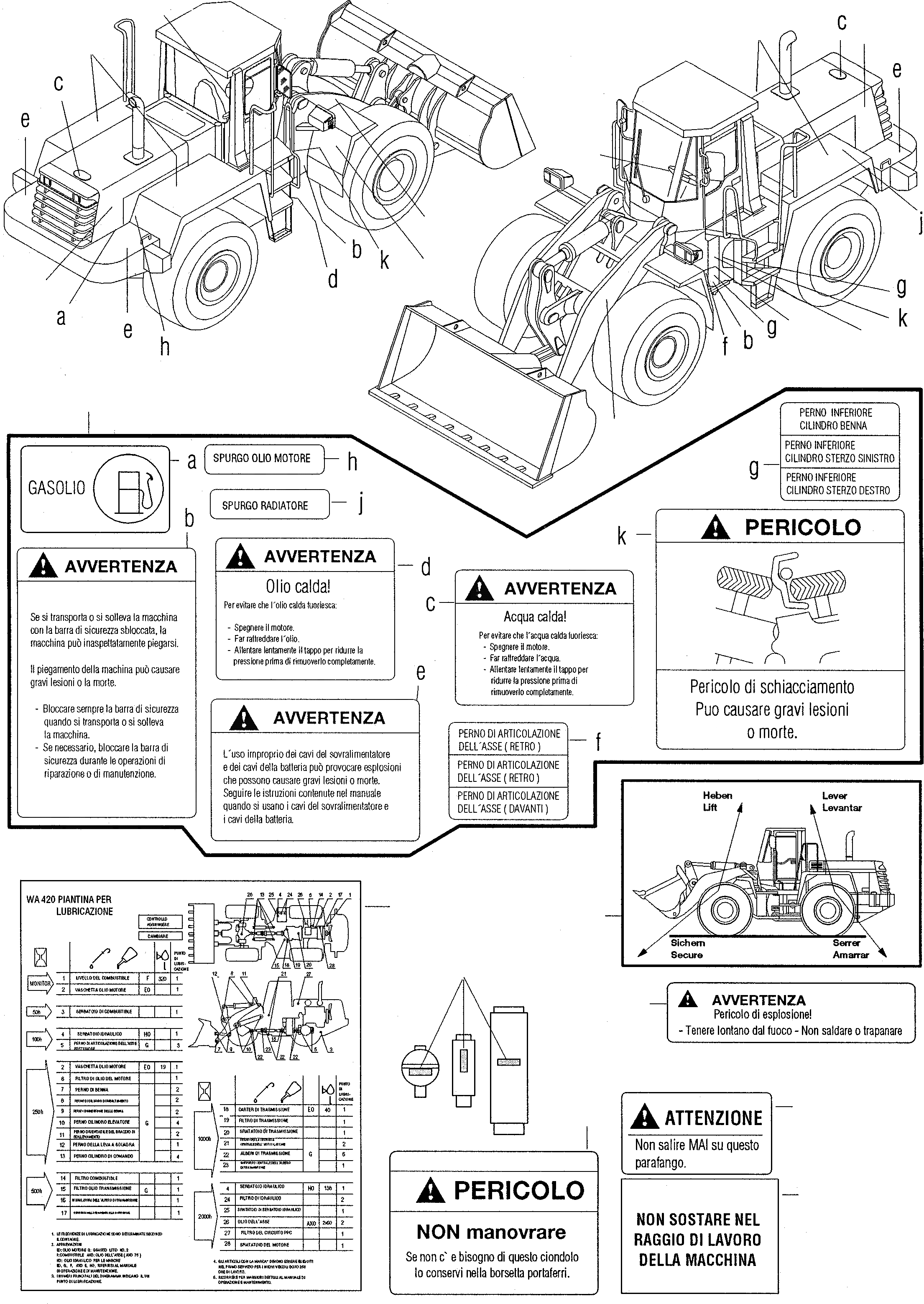 Схема запчастей Komatsu WA420-3 - ТАБЛИЧКИS, ИТАЛИЯ ИНСТРУМЕНТ, АКСЕССУАРЫ, БУКВЕНН.