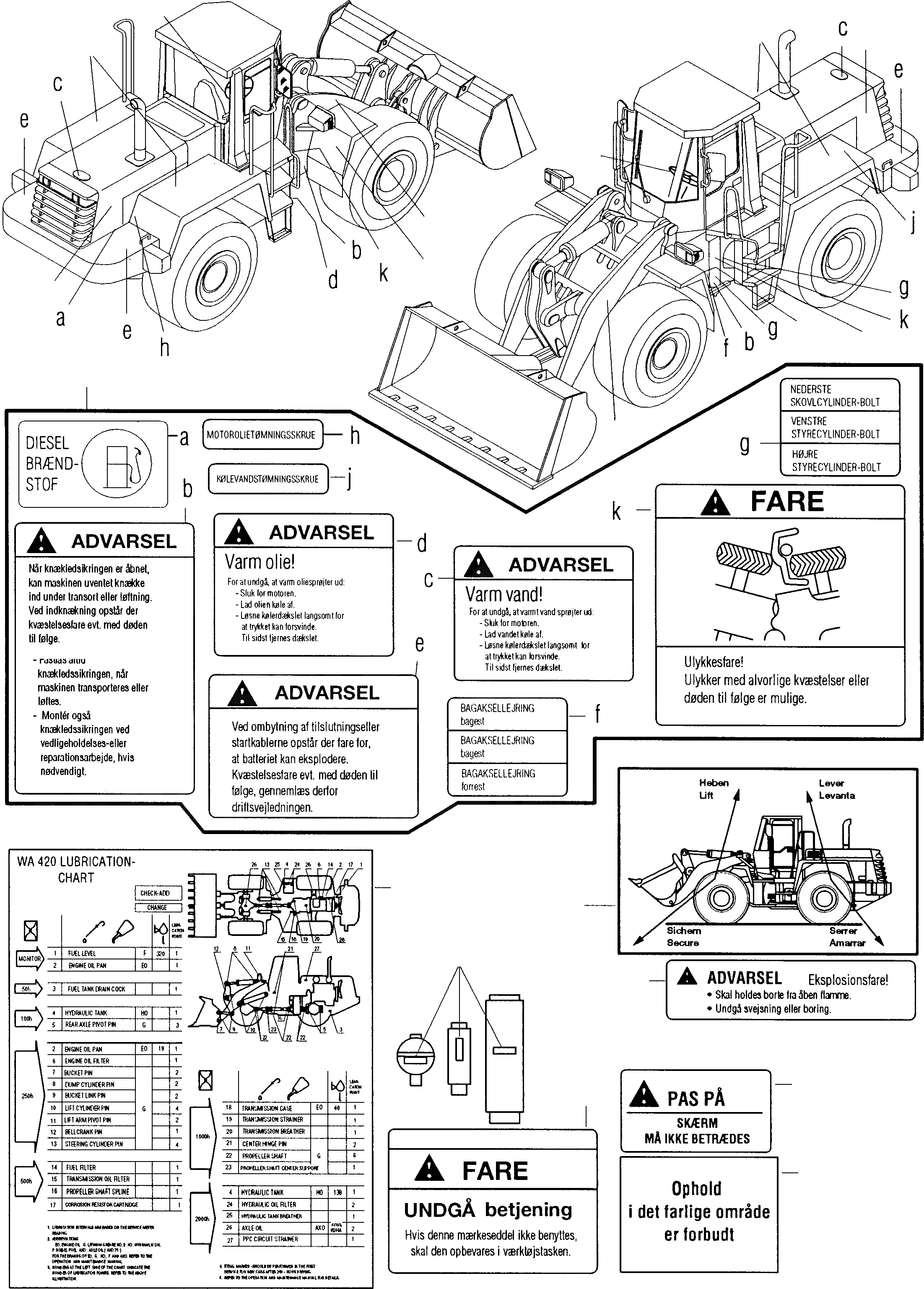 Схема запчастей Komatsu WA420-3 - ТАБЛИЧКИS, DANISH ИНСТРУМЕНТ, АКСЕССУАРЫ, БУКВЕНН.