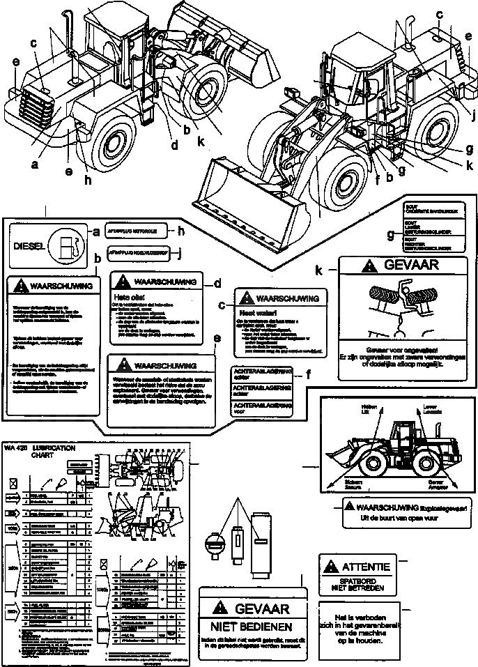 Схема запчастей Komatsu WA420-3 active - ТАБЛИЧКИS, DUTCH ИНСТРУМЕНТ, АКСЕССУАРЫ, БУКВЕНН.