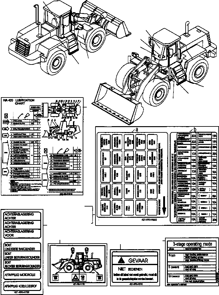 Схема запчастей Komatsu WA420-3 active - ТАБЛИЧКИS, DUTCH ИНСТРУМЕНТ, АКСЕССУАРЫ, БУКВЕНН.