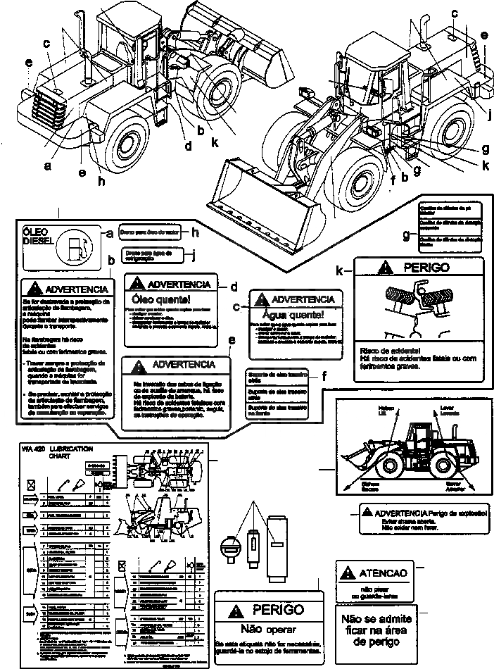 Схема запчастей Komatsu WA420-3 active - ТАБЛИЧКИS, ПОРТУГАЛ. ИНСТРУМЕНТ, АКСЕССУАРЫ, БУКВЕНН.