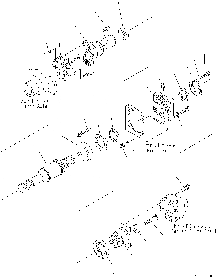 Схема запчастей Komatsu WA430-6 - ВЕДУЩ. ВАЛ (ПЕРЕДН.)(№-) СИЛОВАЯ ПЕРЕДАЧА