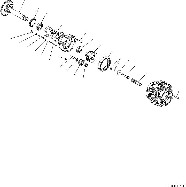 Схема запчастей Komatsu WA430-6 - ЗАДН. МОСТ (КОНЕЧНАЯ ПЕРЕДАЧА) (ПРАВ.)(№-) СИЛОВАЯ ПЕРЕДАЧА