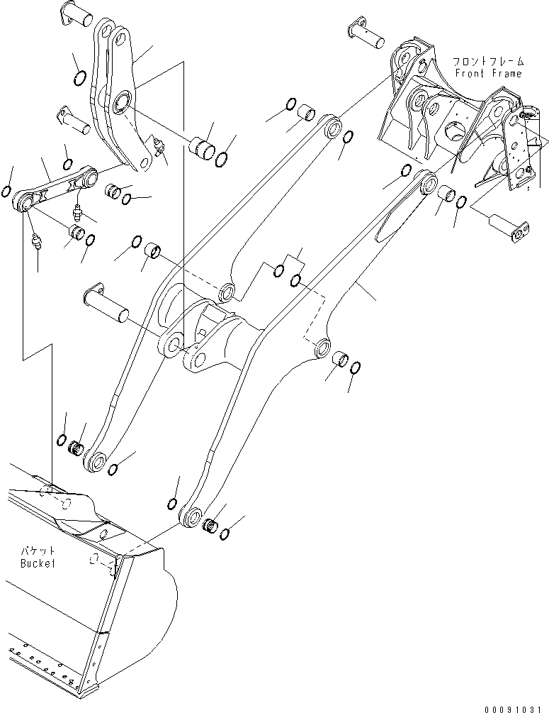 Схема запчастей Komatsu WA430-6 - РУКОЯТЬ И BELL CRANK (HI-LIFT) (ДЛЯ СЕВ. АМЕРИКИ)(№-) РАБОЧЕЕ ОБОРУДОВАНИЕ