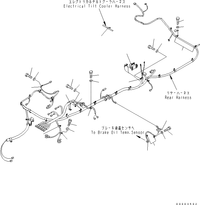 Схема запчастей Komatsu WA430-5-SN - ПРОВОДКА ЗАДН. РАМА (/) (ЭКСТРЕНН. РУЛЕВ. УПРАВЛЕНИЕ LESS) ЭЛЕКТРИКА