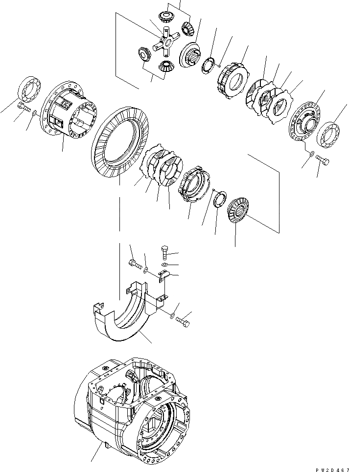 Схема запчастей Komatsu WA430-5-SN - ПЕРЕДНИЙ МОСТ (ДИФФЕРЕНЦ.¤ /) (С САМОБЛОКИР. ДИФФЕРЕНЦ.) ТРАНСМИССИЯ