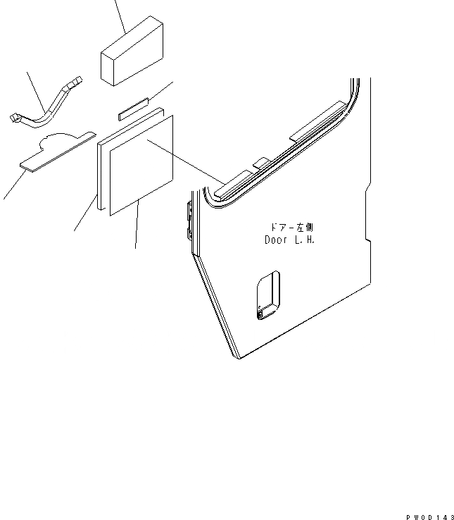 Схема запчастей Komatsu WA430-5-SN - КАБИНА ROPS (ДВЕРЬ ЩИТКИ¤ ЛЕВ.) КАБИНА ОПЕРАТОРА И СИСТЕМА УПРАВЛЕНИЯ