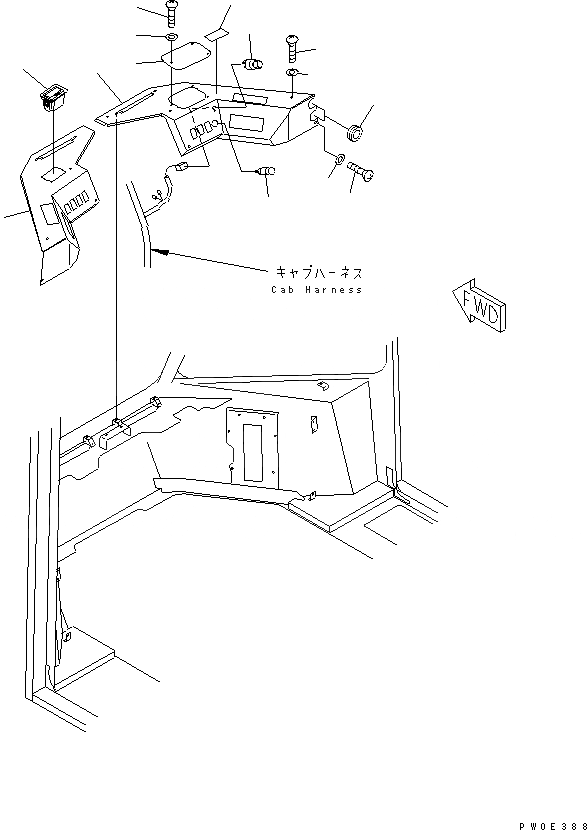 Схема запчастей Komatsu WA430-5-SN - КАБИНА ДЛЯ 2 ЧЕЛ. (ПЕРЕДН. ИНТЕРЬЕР) КАБИНА ОПЕРАТОРА И СИСТЕМА УПРАВЛЕНИЯ