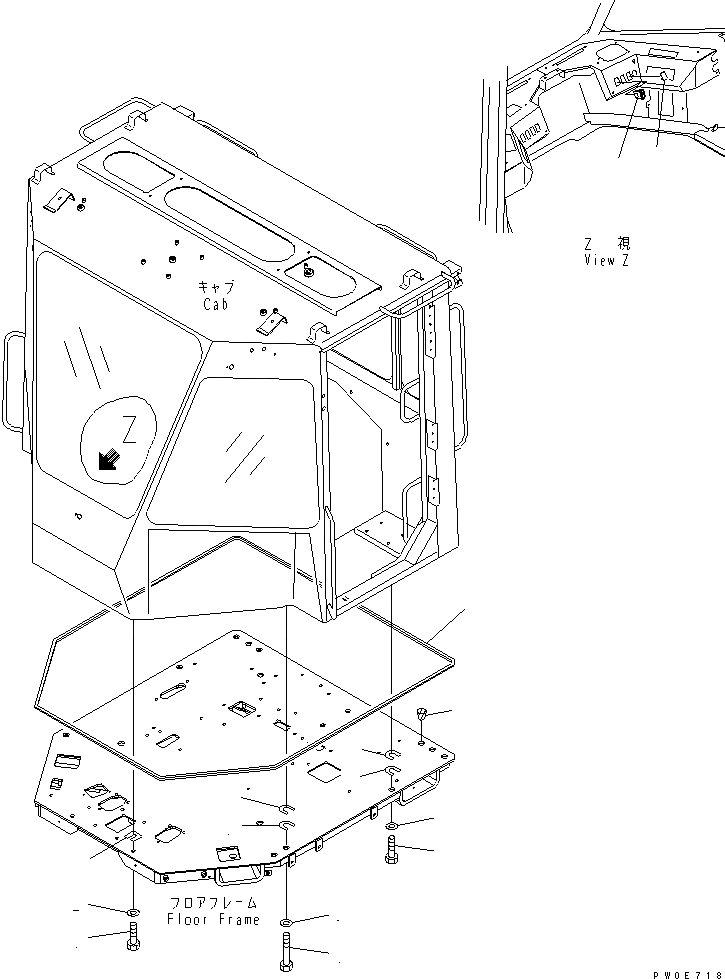 Схема запчастей Komatsu WA430-5-SN - КАБИНА ДЛЯ 2 ЧЕЛ. (MOUTING ЧАСТИ) (ПОДОГРЕВ WIRE СТЕКЛА¤ ДЛЯ ПЕРЕДН.  И ПЕРЕДН. ЦЕНТР. ОКНА) КАБИНА ОПЕРАТОРА И СИСТЕМА УПРАВЛЕНИЯ