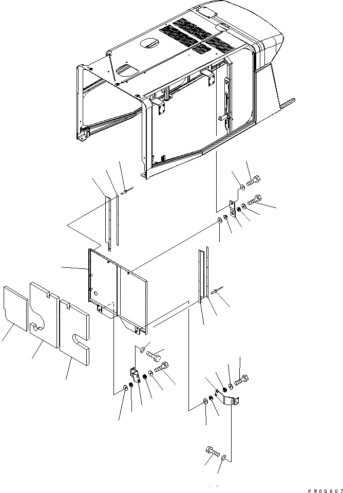 Схема запчастей Komatsu WA430-5-SN - КАПОТ (BUFFLE И ЩИТКИ) (ШУМОПОДАВЛ. СПЕЦ-Я) (СНЕГОУБОРОЧН. СПЕЦ-Я.) ЧАСТИ КОРПУСА