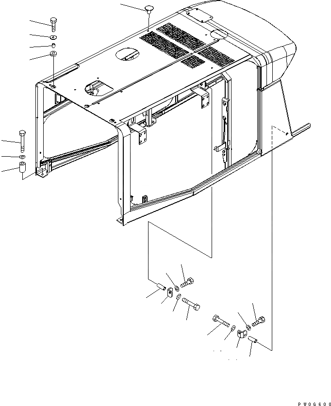 Схема запчастей Komatsu WA430-5-SN - КАПОТ (ЭЛЕМЕНТЫ КРЕПЛЕНИЯ) (СНЕГОУБОРОЧН. СПЕЦ-Я.) ЧАСТИ КОРПУСА