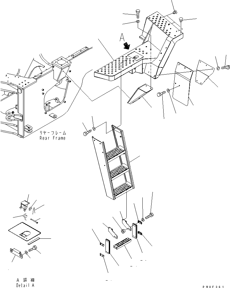 Схема запчастей Komatsu WA430-5-SN - ЛЕСТНИЦА (ПОЛ ЛЕВ.) ЧАСТИ КОРПУСА