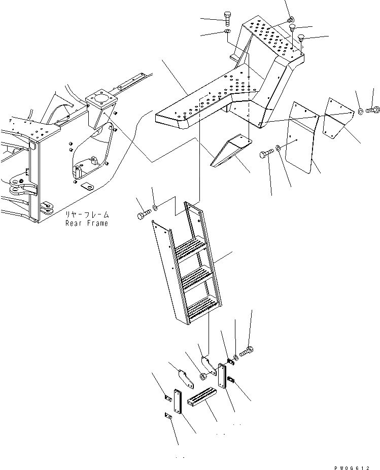 Схема запчастей Komatsu WA430-5-SN - ЛЕСТНИЦА (ПОЛ ЛЕВ.) (ДЛЯ КАБИНА ДЛЯ 2 ЧЕЛ.) ЧАСТИ КОРПУСА
