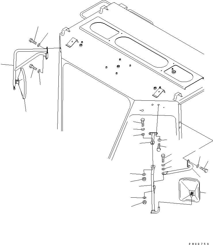 Схема запчастей Komatsu WA430-5-SN - ЗЕРКАЛА(ЗАДН. VIEW MIRROR) (С КАБИНОЙ ДЛЯ 2 ЧЕЛ.) ЧАСТИ КОРПУСА