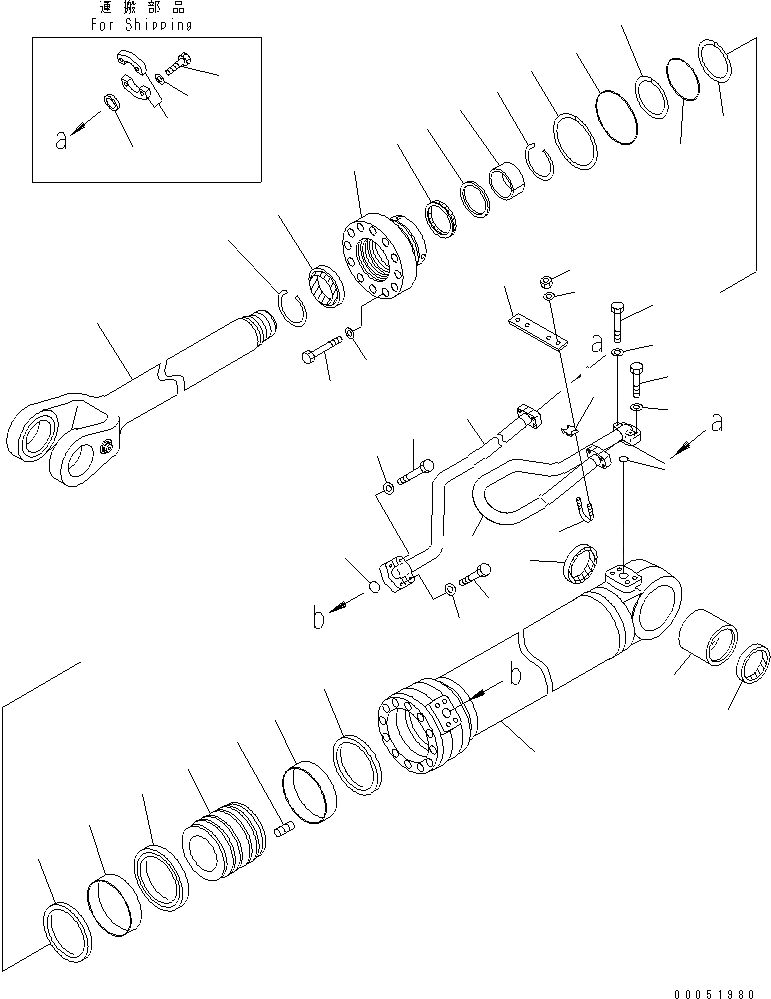 Схема запчастей Komatsu WA430-6 - ГИДРОЦИЛИНДР ПОДЪЕМА (ДЛЯ БОЛЬШ. DIAMETER) (ВНУТР. ЧАСТИ) ПРАВ.(№-) ОСНОВН. КОМПОНЕНТЫ И РЕМКОМПЛЕКТЫ