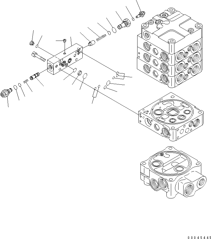 Схема запчастей Komatsu WA430-6 - УПРАВЛЯЮЩ. КЛАПАН (3-Х СЕКЦИОНН.) (8/9)(№-) ОСНОВН. КОМПОНЕНТЫ И РЕМКОМПЛЕКТЫ