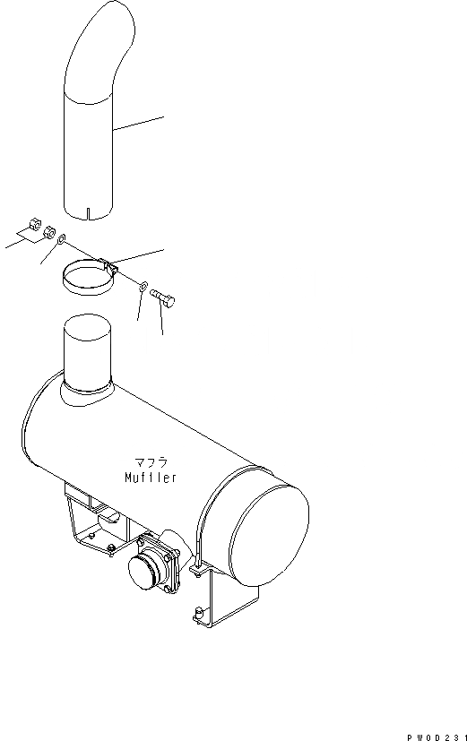 Схема запчастей Komatsu WA430-5 - ВЫХЛОПНАЯ ТРУБА КОМПОНЕНТЫ ДВИГАТЕЛЯ