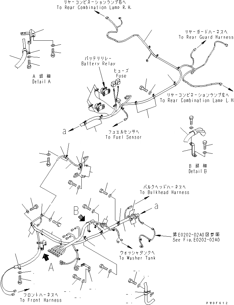Схема запчастей Komatsu WA430-5 - ПРОВОДКА ЗАДН. РАМА (/) ЭЛЕКТРИКА