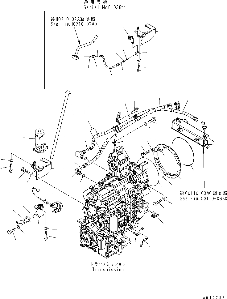 Схема запчастей Komatsu WA430-5 - ГИДРОТРАНСФОРМАТОР И ТРАНСМИССИЯ (МОНТАЖНЫЙ КАРКАС) СИЛОВАЯ ПЕРЕДАЧА