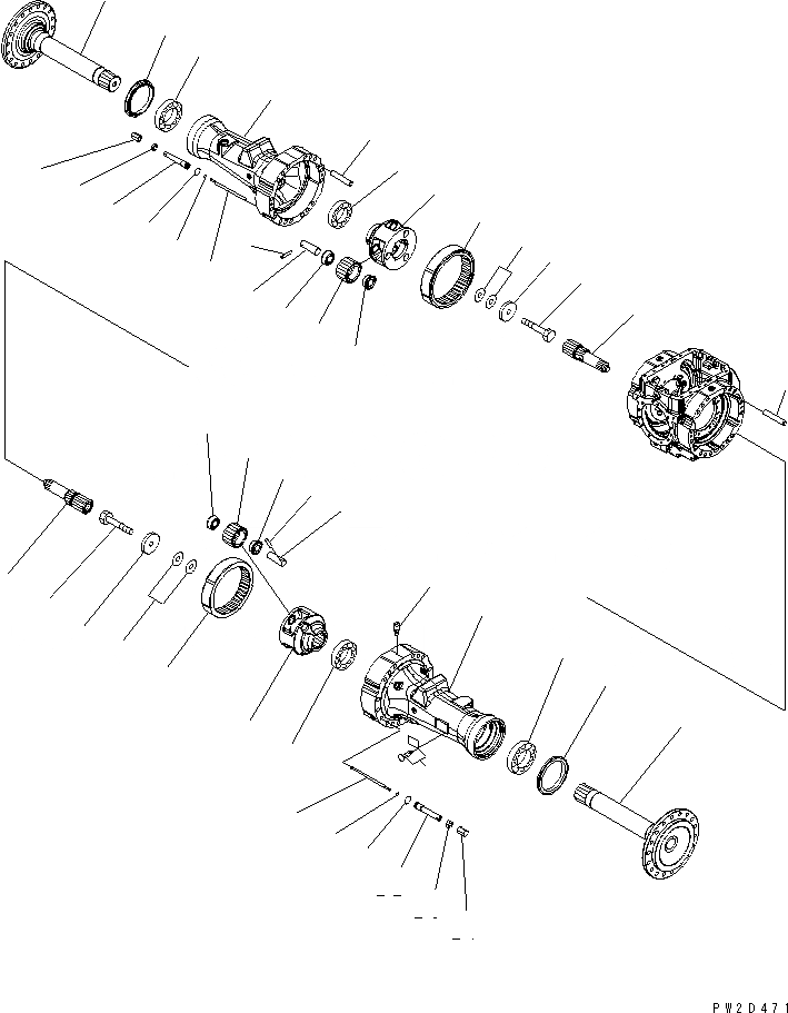 Схема запчастей Komatsu WA430-5 - ЗАДН. МОСТ (КОНЕЧНАЯ ПЕРЕДАЧА) СИЛОВАЯ ПЕРЕДАЧА