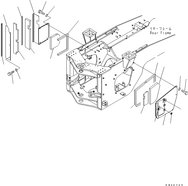 Схема запчастей Komatsu WA430-5 - БЛОКИР. ШАНГА И КРЫШКА(БОКОВ. КРЫШКА) (ЕС НОВ. NOISE ARRANGEMENT ) ОСНОВНАЯ РАМА И ЕЕ ЧАСТИ