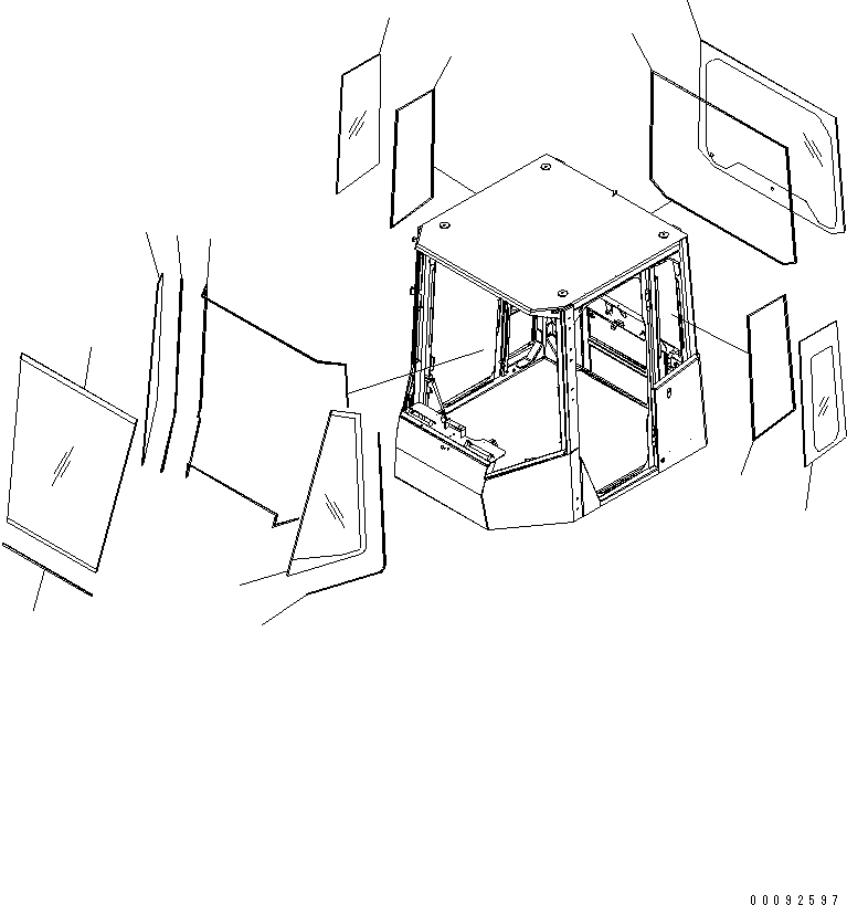 Схема запчастей Komatsu WA430-5 - КАБИНА ROPS (ОКОНН. СТЕКЛА) (КРОМЕ ЯПОН.) КАБИНА ОПЕРАТОРА И СИСТЕМА УПРАВЛЕНИЯ