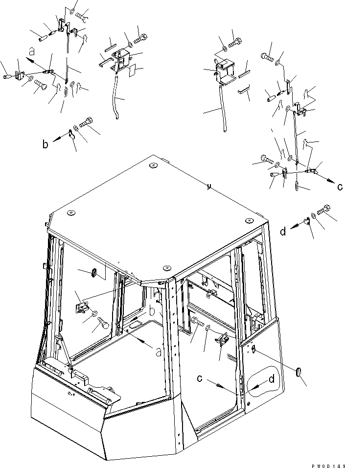 Схема запчастей Komatsu WA430-5 - КАБИНА ROPS (ДВЕРЬ РЫЧАГ КОМПОНЕНТЫ) КАБИНА ОПЕРАТОРА И СИСТЕМА УПРАВЛЕНИЯ