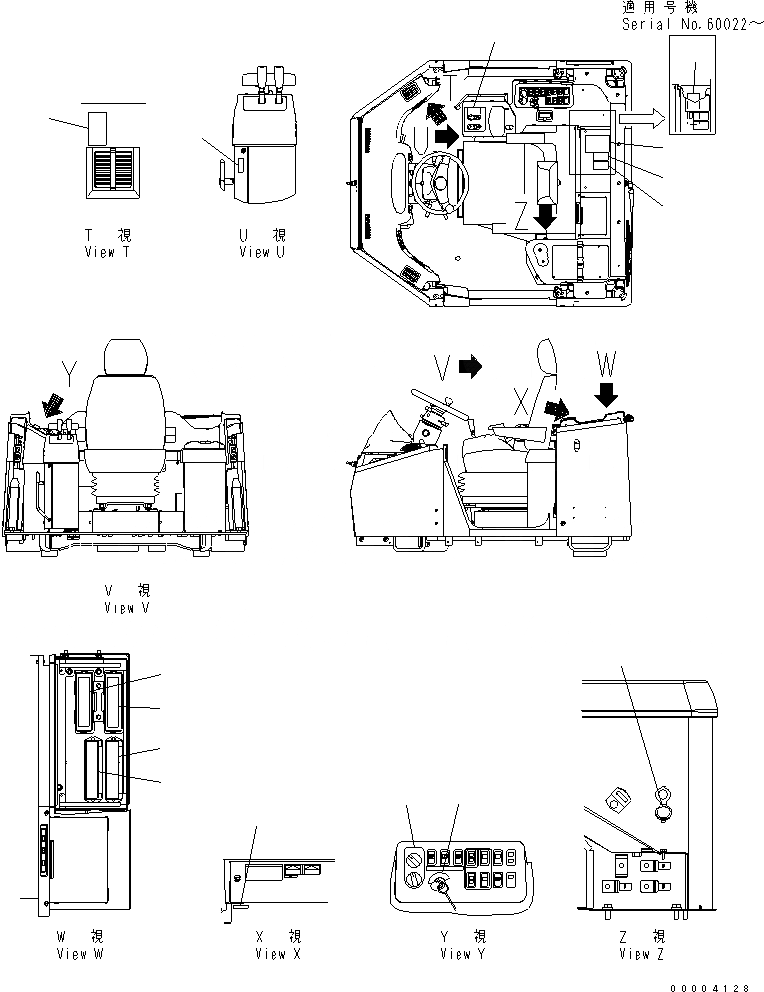 Схема запчастей Komatsu WA430-5 - ПОЛ ТАБЛИЧКИ (АНГЛ.) КАБИНА ОПЕРАТОРА И СИСТЕМА УПРАВЛЕНИЯ