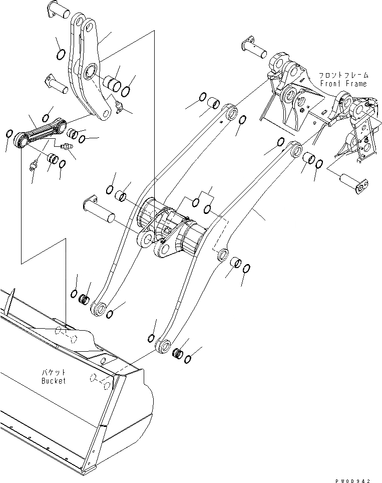 Схема запчастей Komatsu WA430-5 - РУКОЯТЬ И BELL CRANK РАБОЧЕЕ ОБОРУДОВАНИЕ