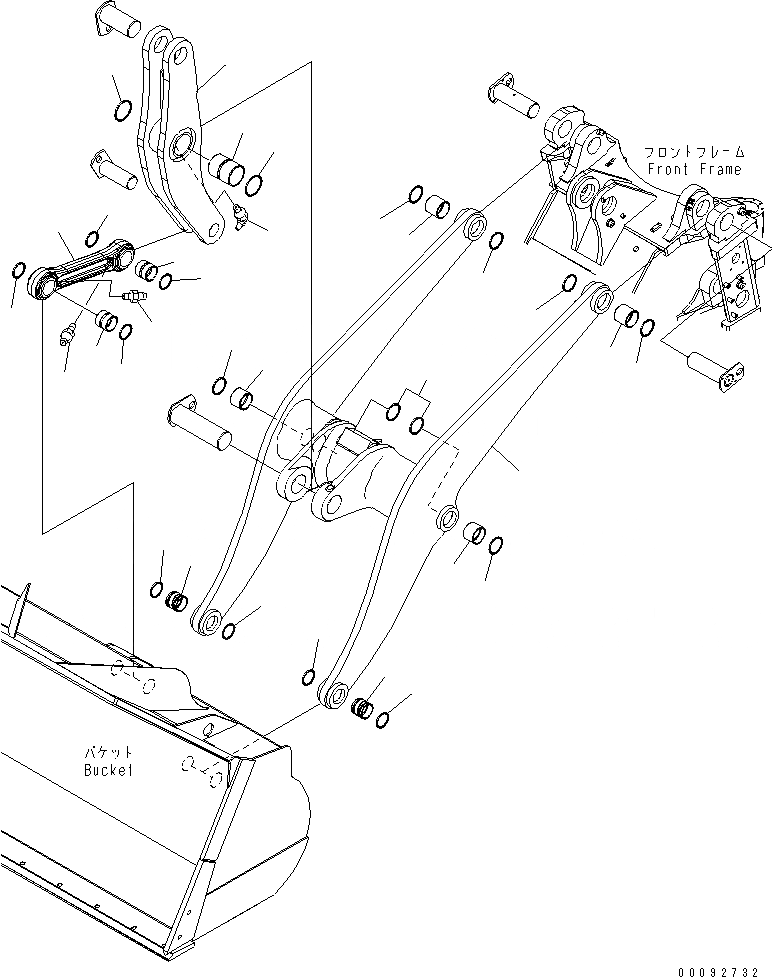 Схема запчастей Komatsu WA430-5 - РУКОЯТЬ И BELL CRANK РАБОЧЕЕ ОБОРУДОВАНИЕ