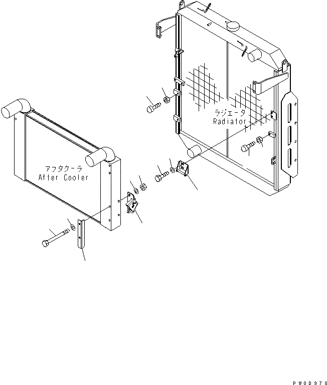 Схема запчастей Komatsu WA430-5 - РАДИАТОР (КРЕПЛЕНИЕ РАДИАТОРА) СИСТЕМА ОХЛАЖДЕНИЯ