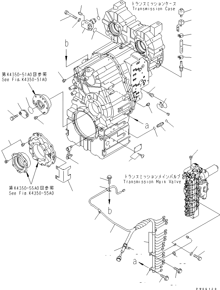 Схема запчастей Komatsu WA430-5 - ТРАНСМИССИЯ (ОНОСЯЩИЕСЯ К НЕЙ ЧАСТИ)(С БЛОКИР.-UP) ТРАНСМИССИЯ