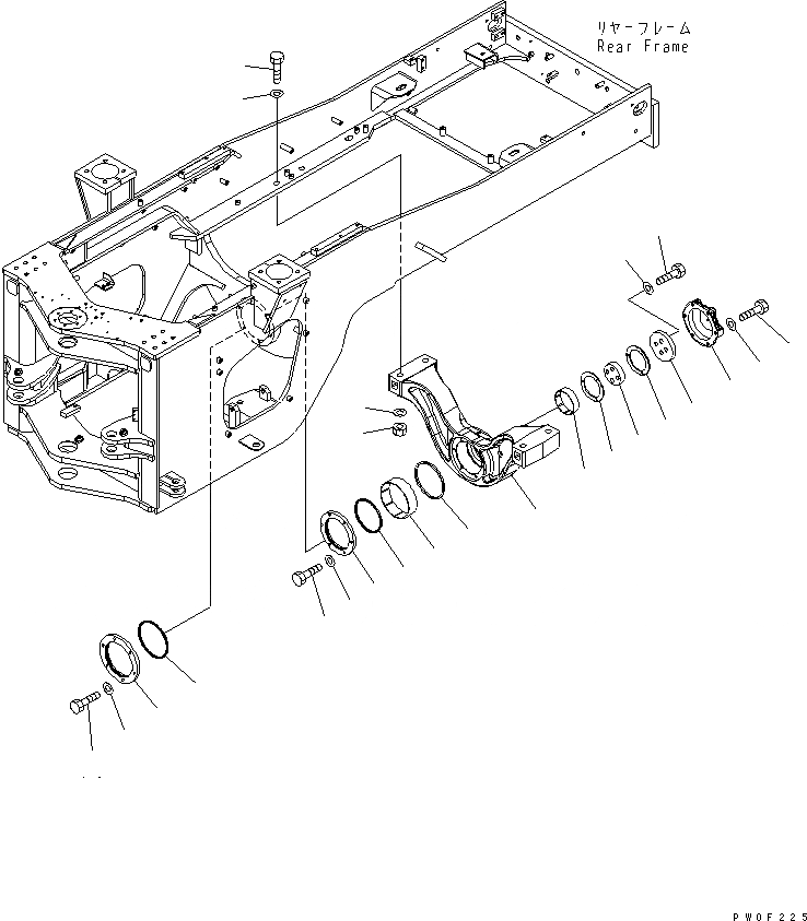 Схема запчастей Komatsu WA430-5 - ЗАДН. МОСТ СУППОРТ ОСНОВНАЯ РАМА И ЕЕ ЧАСТИ
