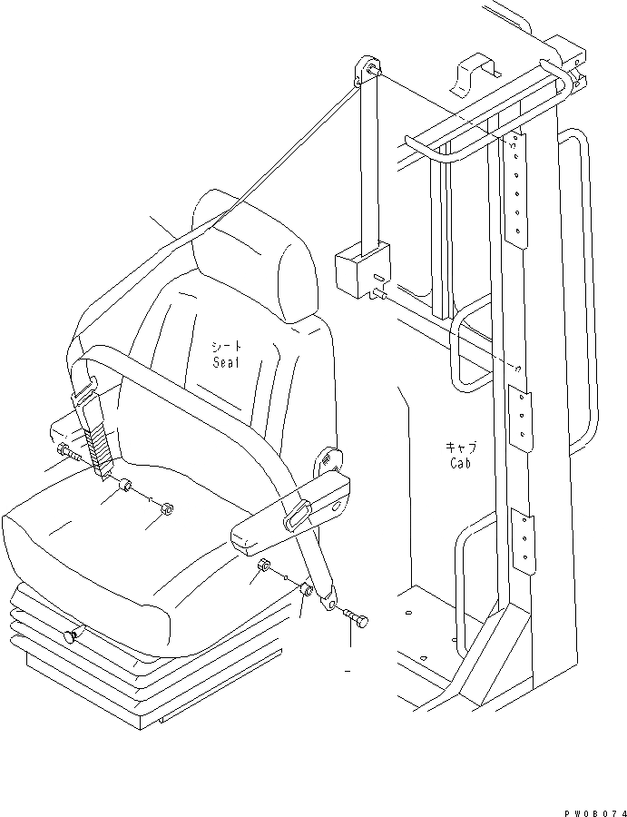Схема запчастей Komatsu WA430-5 - 3-ТОЧЕЧН. РЕМН. БЕХОПАСТНОСТИ (ДЛЯ ВСПОМОГ. СИДЕНЬЯ) (С КАБИНОЙ ДЛЯ 2 ЧЕЛ.) КАБИНА ОПЕРАТОРА И СИСТЕМА УПРАВЛЕНИЯ