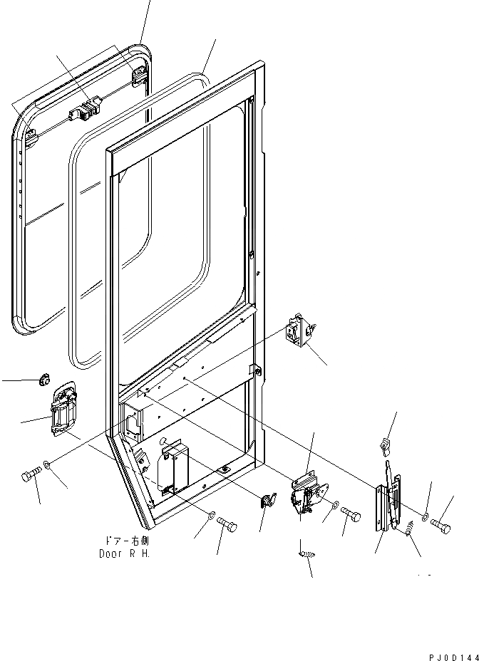 Схема запчастей Komatsu WA430-5 - КАБИНА ROPS (ДВЕРЬ РАМА И БЛОКИР.¤ ПРАВ.) КАБИНА ОПЕРАТОРА И СИСТЕМА УПРАВЛЕНИЯ